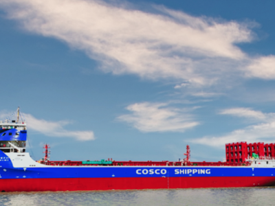 COSCO Shipping’s electric containership hits the water