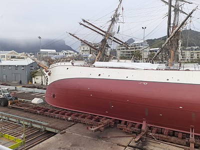 Century-old training bark keels over during maintenance in Cape Town